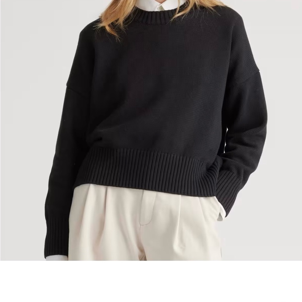 Quince Black Boyfriend Crew Sweater